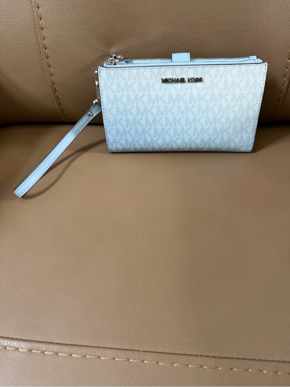 Michael Kors Light Blue Signature Wristlet Clutch
